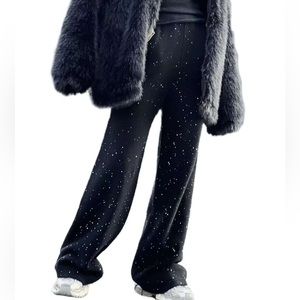 Brunello Cucinelli wool and cashmere blend wide straight leg pants with sequins